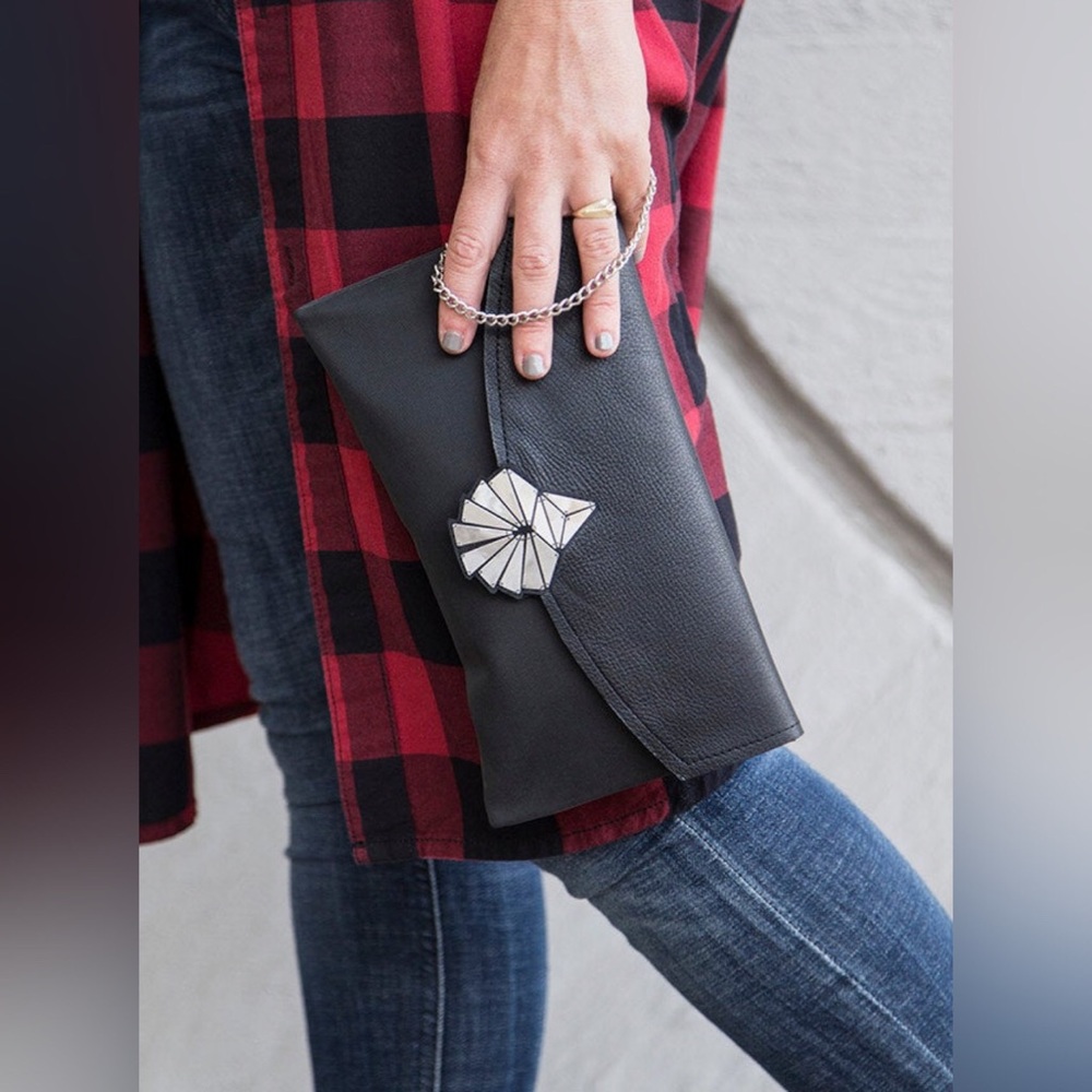Doraya Studio Black Bohemian Clutch - Handmade